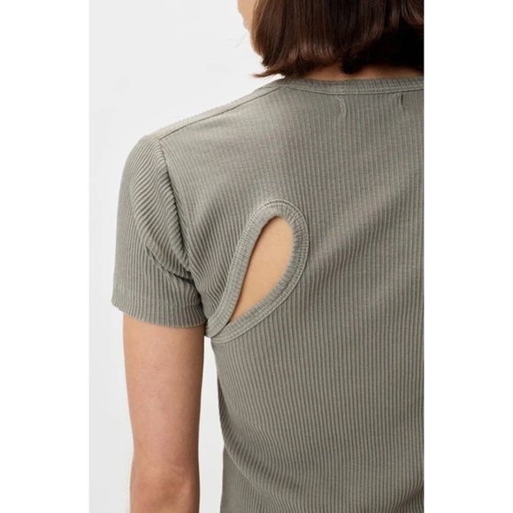 JOHN ELLIOTT Asymmetrical Neck Top Cotton Rib In Brush - Picture 2 of 13